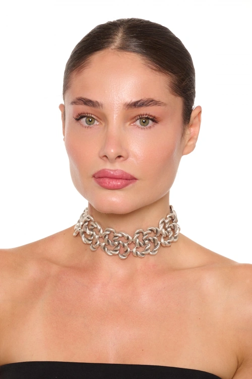 Kiraz Choker Silver Plated Necklace