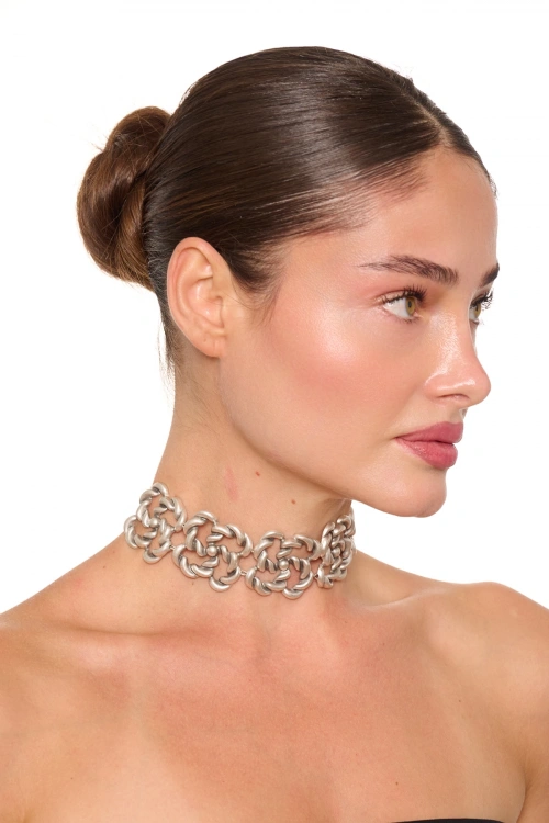 Kiraz Choker Silver Plated Necklace