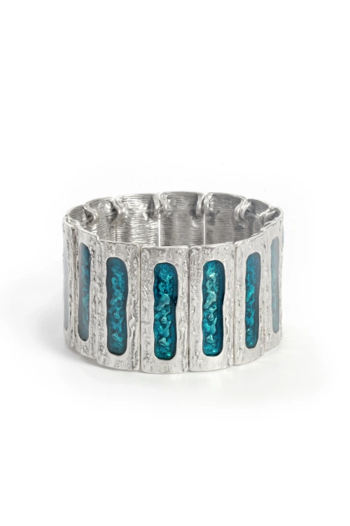 Kiraz Blue Enameled Silver Plated Bracelet