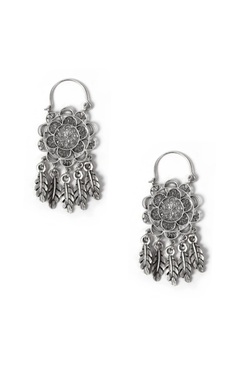 Flower and Wings Fringe Earrings