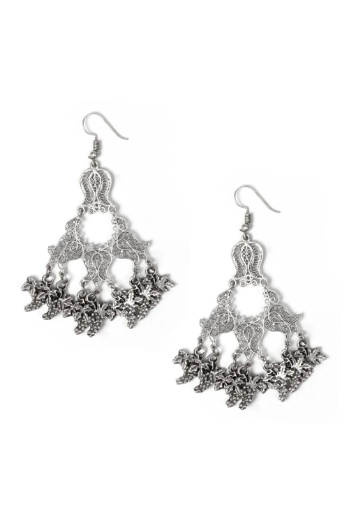 Grape Fringed, Tulip Earrings