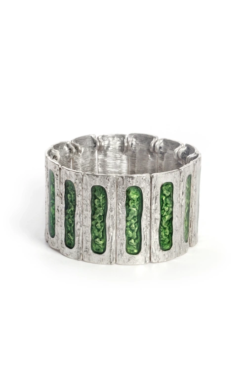 Kiraz Green Enameled Silver Plated Necklace