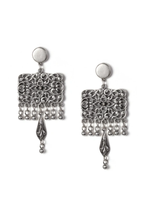 Ivy Pattern, Tassel Square Earrings