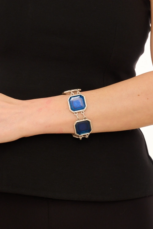 Kiraz Blue Enameld Silver Plated Bracelet