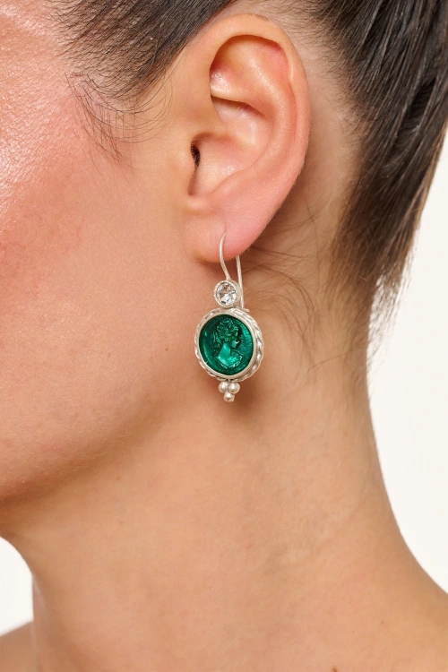 Kiraz Blue Enameld Silver Plated Earring