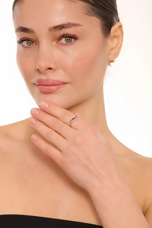 Kiraz Burgundy Crystal Stoned Silver Plated Ring