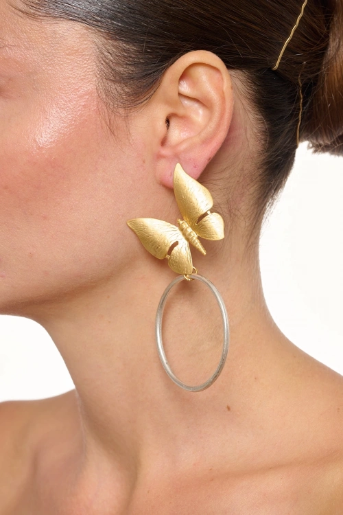 Kiraz Butterfly Gold Plated Earring