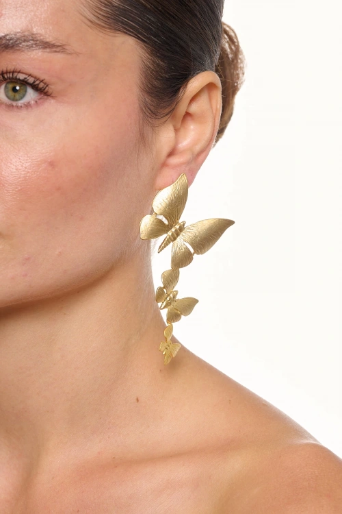 Kiraz Butterfly Gold Plated Earring