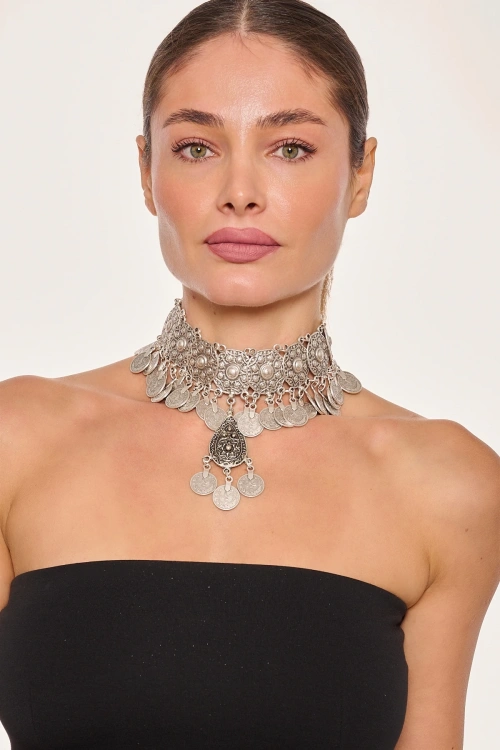 Kiraz Choker Silver Plated Necklace