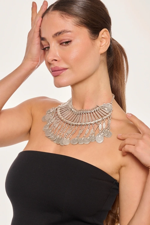 Kiraz Cleopatra Silver Plated Necklace