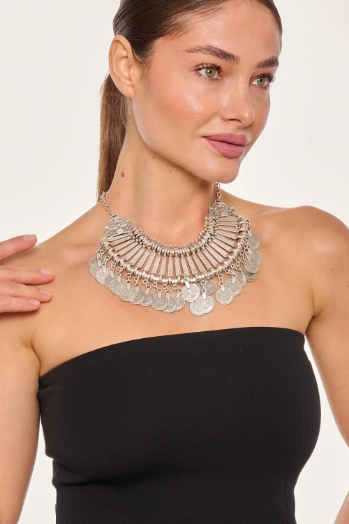 Kiraz Cleopatra Silver Plated Necklace