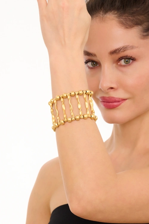 Kiraz Elastic Gold Plated Bracelet