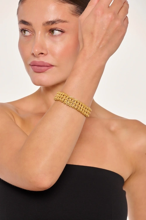 Kiraz Elastic Gold Plated Bracelet