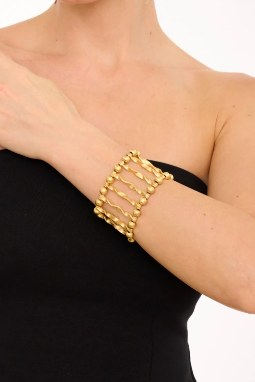 Kiraz Elastic Gold Plated Bracelet
