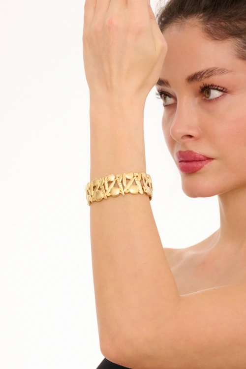 Kiraz Elastic Gold Plated Bracelet