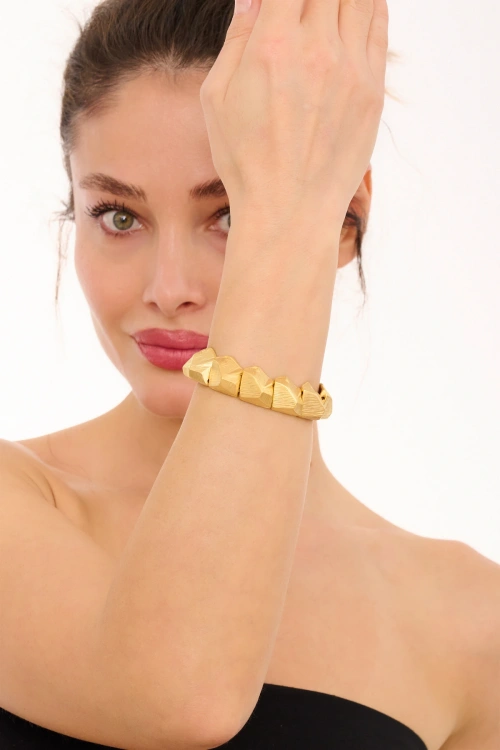 Kiraz Elastic Gold Plated Bracelet