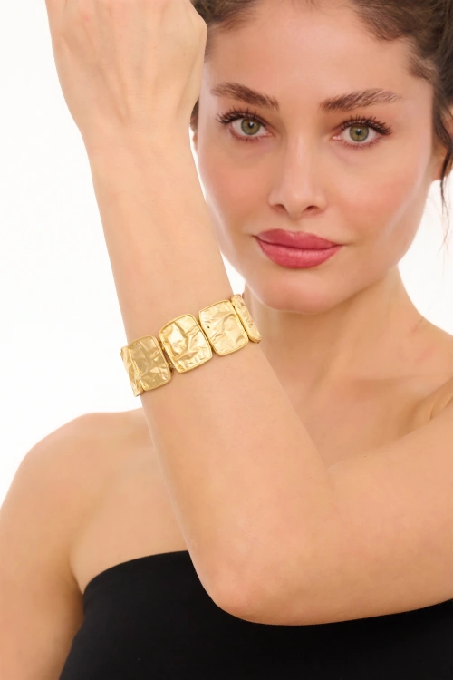 Kiraz Elastic Gold Plated Bracelet