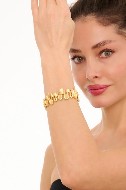 Kiraz Elastic Gold Plated Bracelet