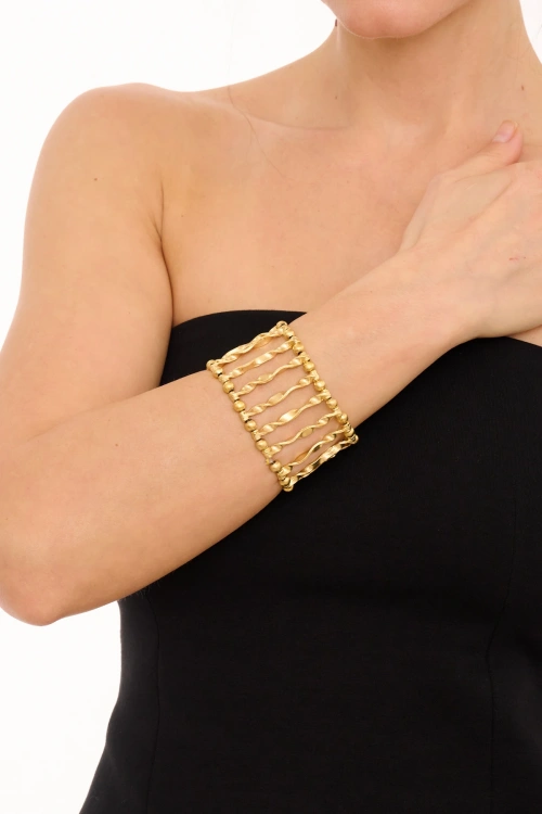 Kiraz Elastic Gold Plated Bracelet