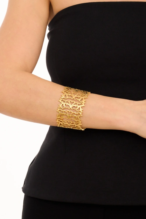Kiraz Elastic Gold Plated Heart Bracelet