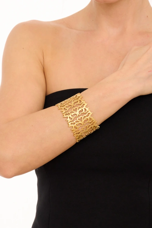 Kiraz Elastic Gold Plated Heart Bracelet