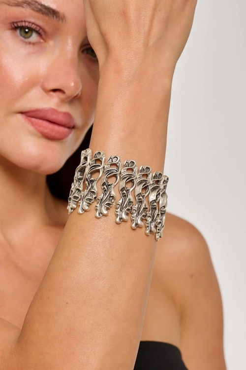 Kiraz Elastic Silver Plated Bracelet