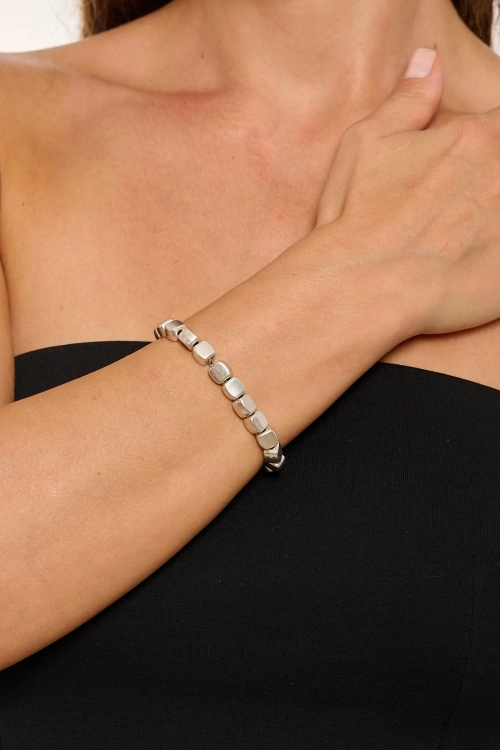 Kiraz Elastic Silver Plated Bracelet