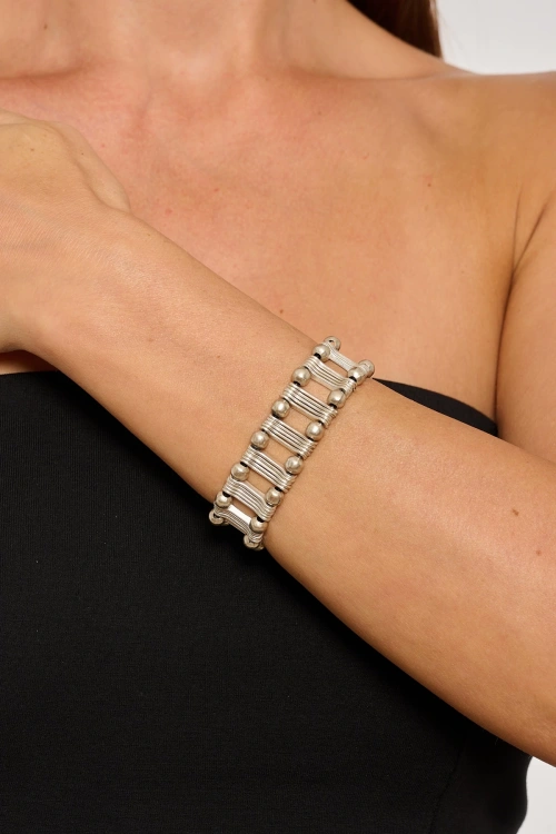 Kiraz Elastic Silver Plated Bracelet