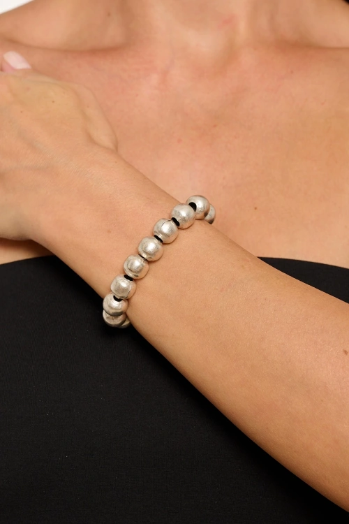 Kiraz Elastic Silver Plated Bracelet