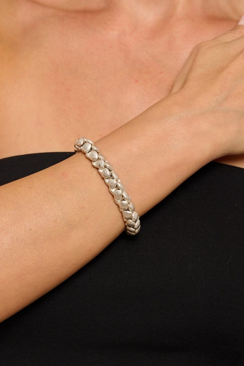 Kiraz Elastic Silver Plated Bracelet
