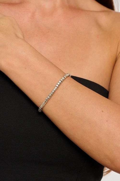 Kiraz Elastic Silver Plated Bracelet