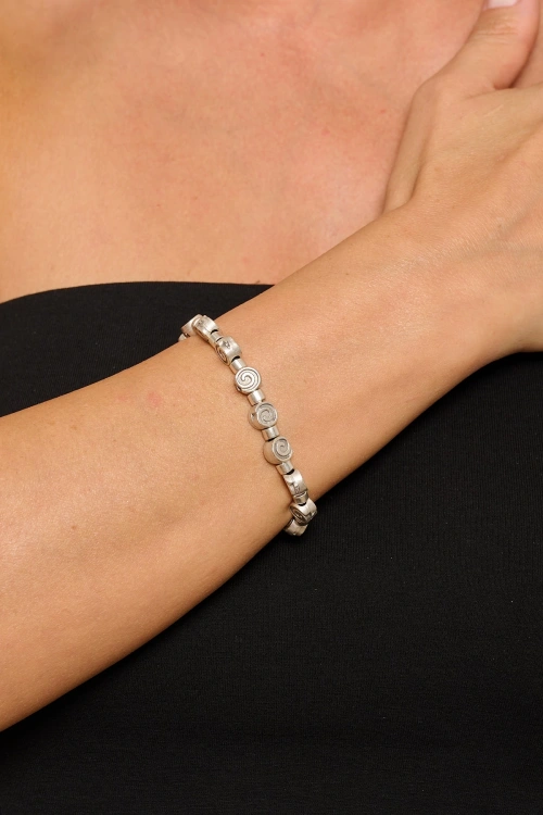Kiraz Elastic Silver Plated Bracelet