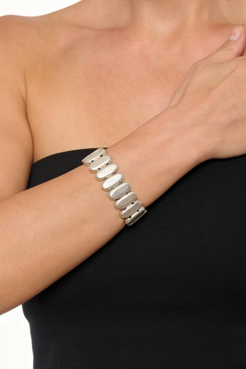 Kiraz Elastic Silver Plated Bracelet