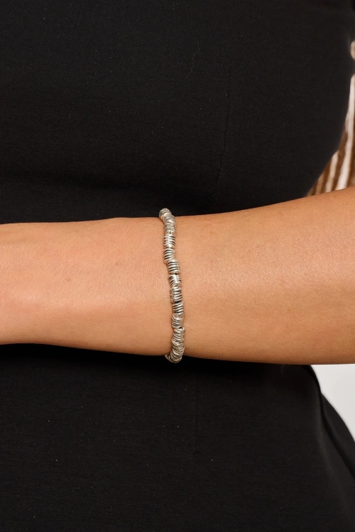 Kiraz Elastic Silver Plated Bracelet