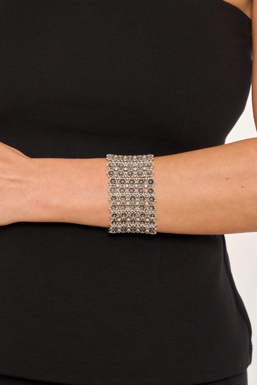 Kiraz Elastic Silver Plated Bracelet