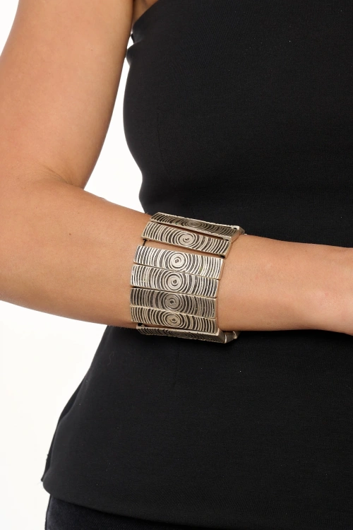 Kiraz Elastic Silver Plated Bracelet
