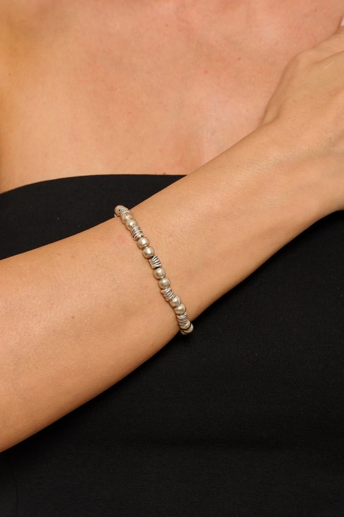 Kiraz Elastic Silver Plated Bracelet