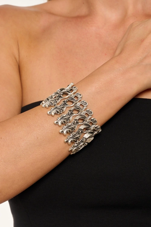 Kiraz Elastic Silver Plated Bracelet
