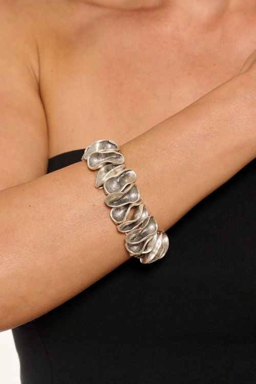Kiraz Elastic Silver Plated Bracelet