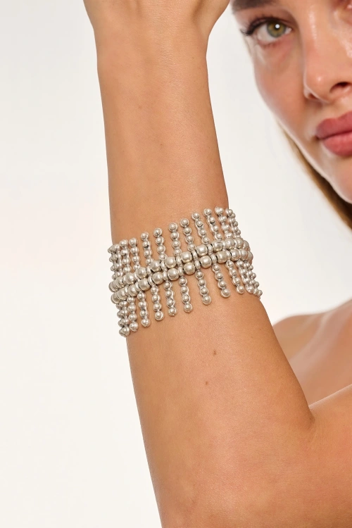 Kiraz Elastic Silver Plated Bracelet