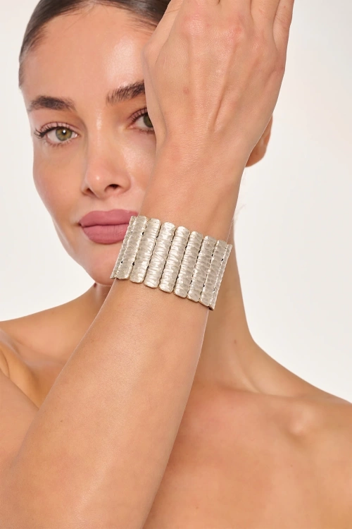 Kiraz Elastic Silver Plated Bracelet