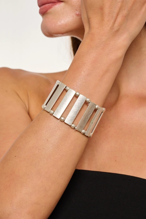 Kiraz Elastic Silver Plated Bracelet