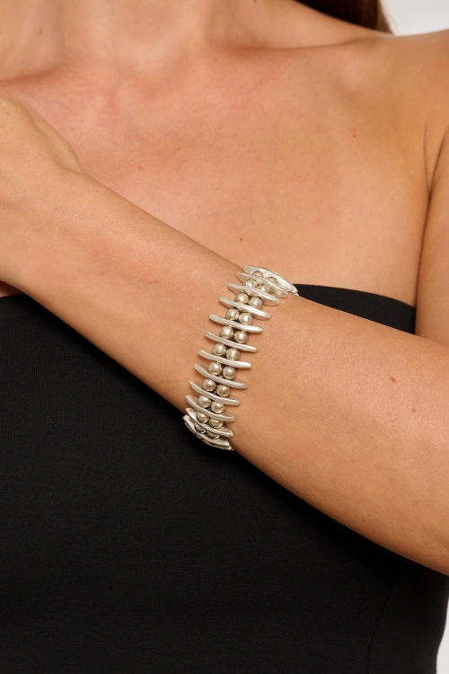 Kiraz Elastic Silver Plated Bracelet