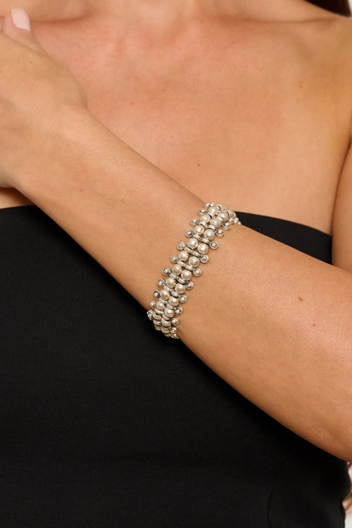 Kiraz Elastic Silver Plated Bracelet