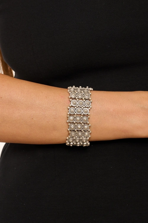 Kiraz Elastic Silver Plated Bracelet