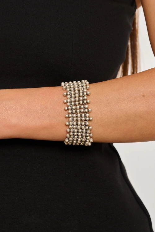 Kiraz Elastic Silver Plated Bracelet
