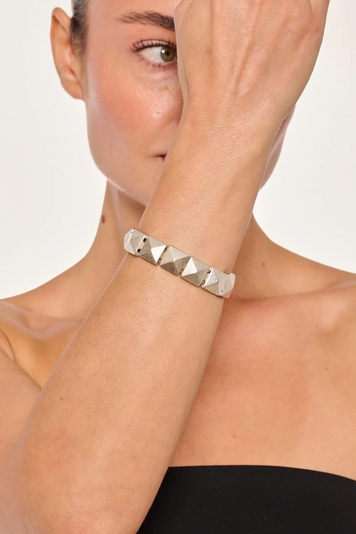 Kiraz Elastic Silver Plated Bracelet