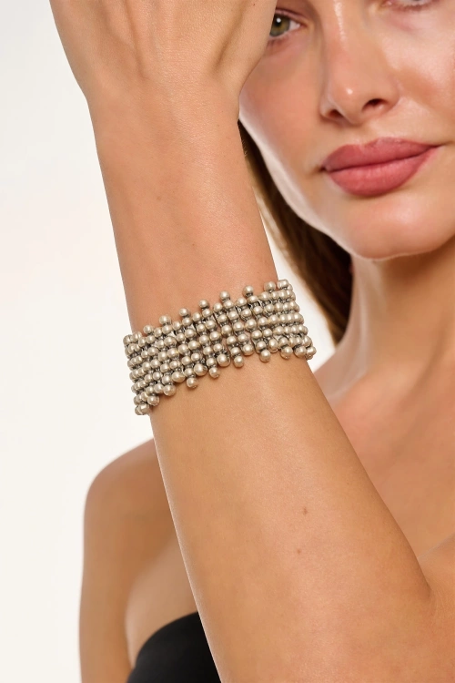 Kiraz Elastic Silver Plated Bracelet
