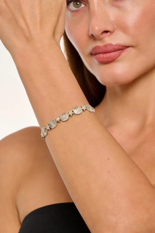 Kiraz Elastic Silver Plated Bracelet