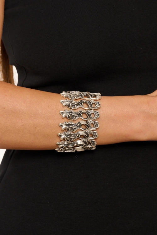 Kiraz Elastic Silver Plated Bracelet
